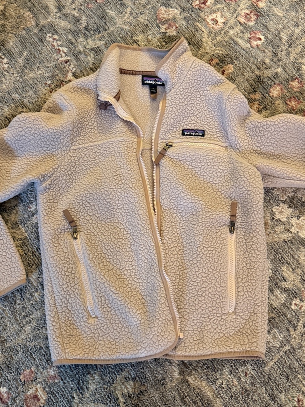 Patagonia light pink/beige Sherpa Fleece Jacket - Full Zip - size small